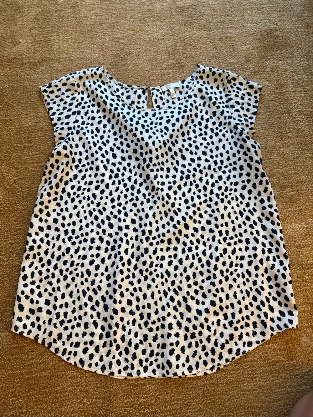 Joie Black and White Dot Print Cap Sleeve Blouse